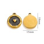 Black / 1 pezzo semplice dolce stile a forma di cuore in acciaio inossidabile placcato Colore oro  ciondolo da donna Immagine4